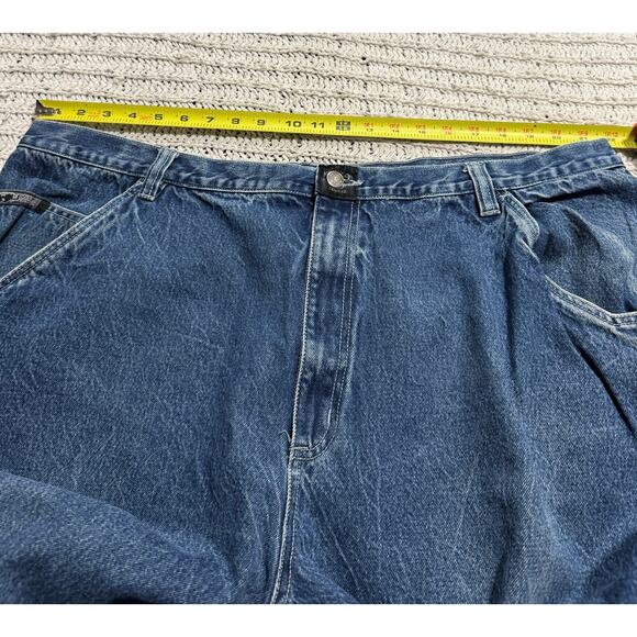 Y2K VTG Wu Wear Jeans Wide Leg Baggy Carpenter Mens 46x34 (44 x 30.5) Blue Denim - Picture 4 of 15